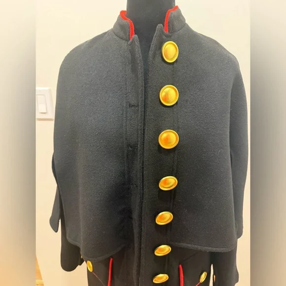 Military Elegant Black Coat with Gold Buttons - Picture 1 of 8